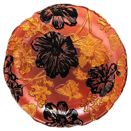 Red Pomegranate Red Pomegranate  Papillion Rose Side Plates, Gold & Black - Set of 2 2403-4